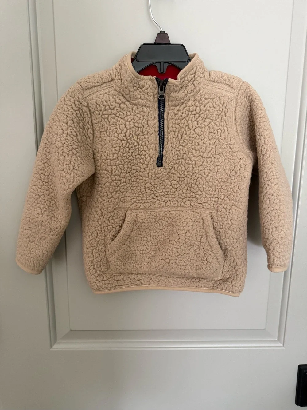 Carter's Beige Sherpa Half-Zip Pullover with Red Lining